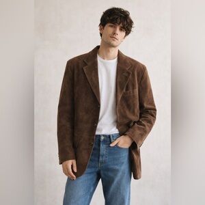 Men’s Brown Suede Leather Blazer Jacket Newport Harbor Size M Y2K